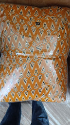 Mauve Lavender Cotton Printed Gopi Dress Set with Mirror & Threadwork Yoke