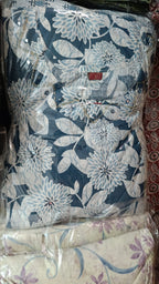 Mauve Lavender Cotton Printed Gopi Dress Set with Mirror & Threadwork Yoke