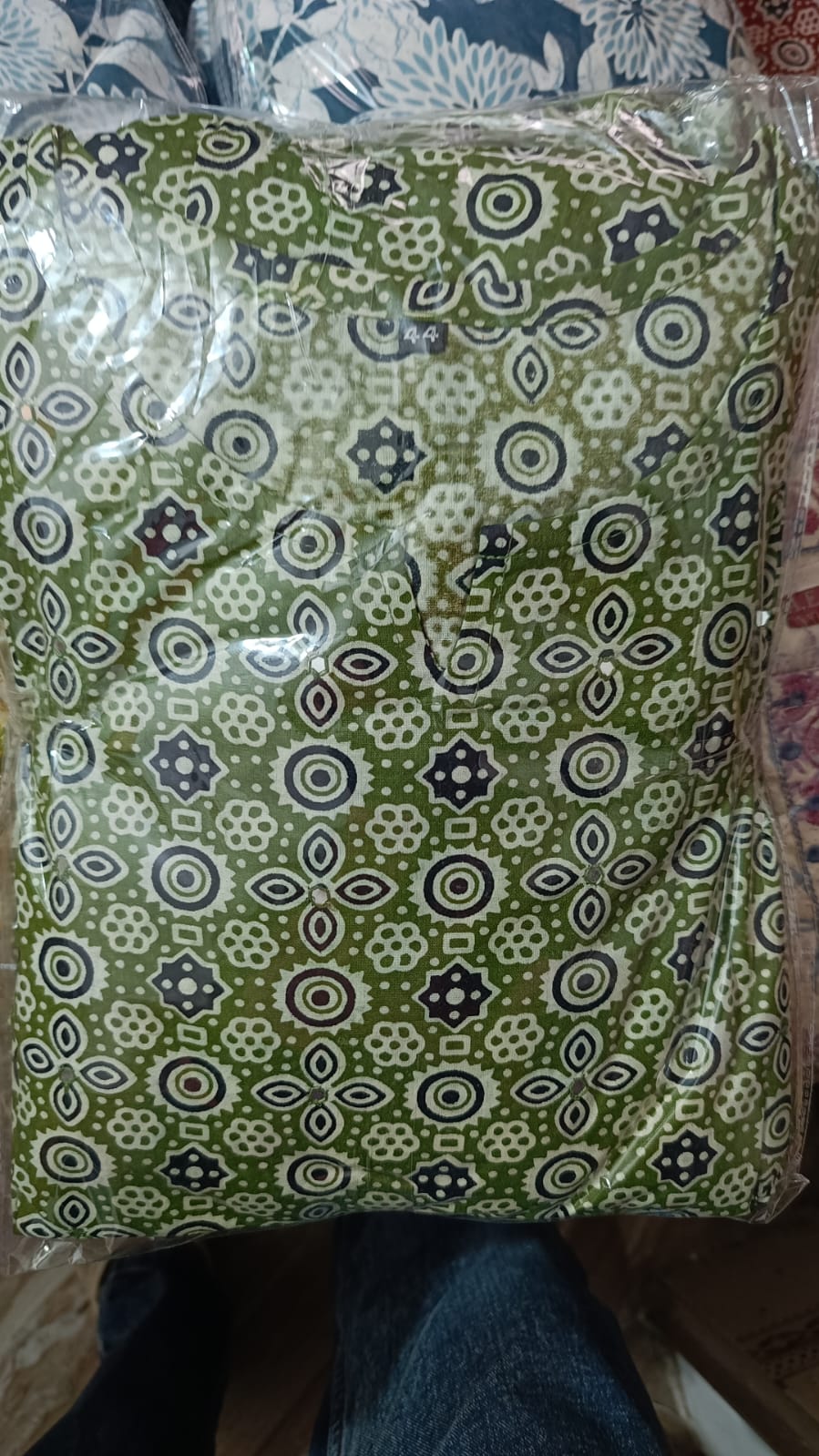 Mauve Lavender Cotton Printed Gopi Dress Set with Mirror & Threadwork Yoke