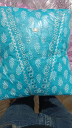 Mauve Lavender Cotton Printed Gopi Dress Set with Mirror & Threadwork Yoke