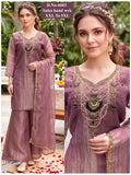 Dusty Lavender Salsa Handwork Silk Kurta Set with Wide-Leg Palazzo & Dupatta