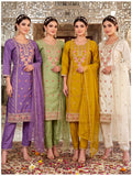 Roman Silk Embroidered Kurti Set with Straight Pants & Organza Dupatta 3pc