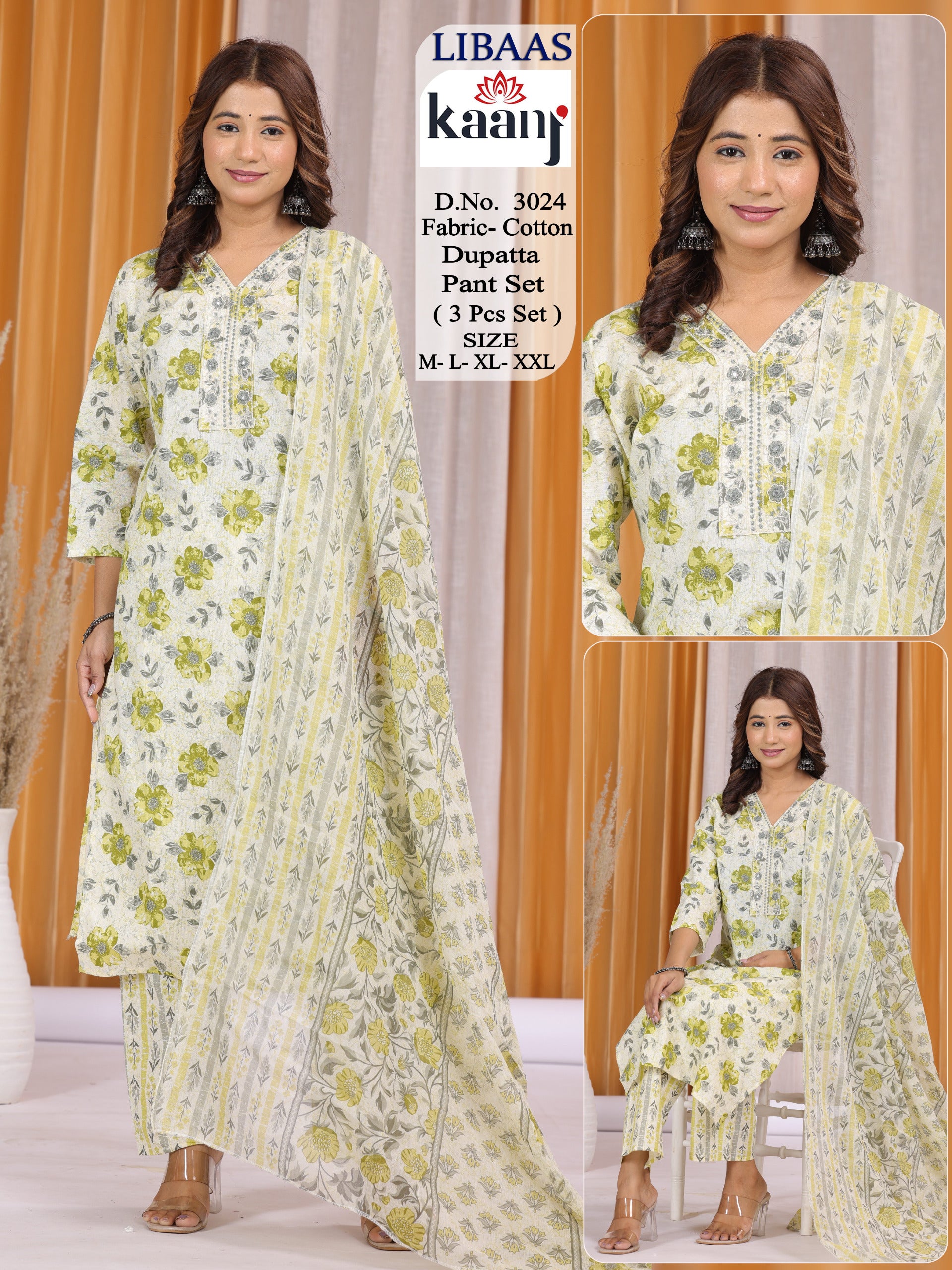 Fabric cotton 3pc pant set 4
