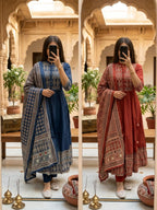 Graceful Premium Cotton 60*60 Anarkali Dupatta Set