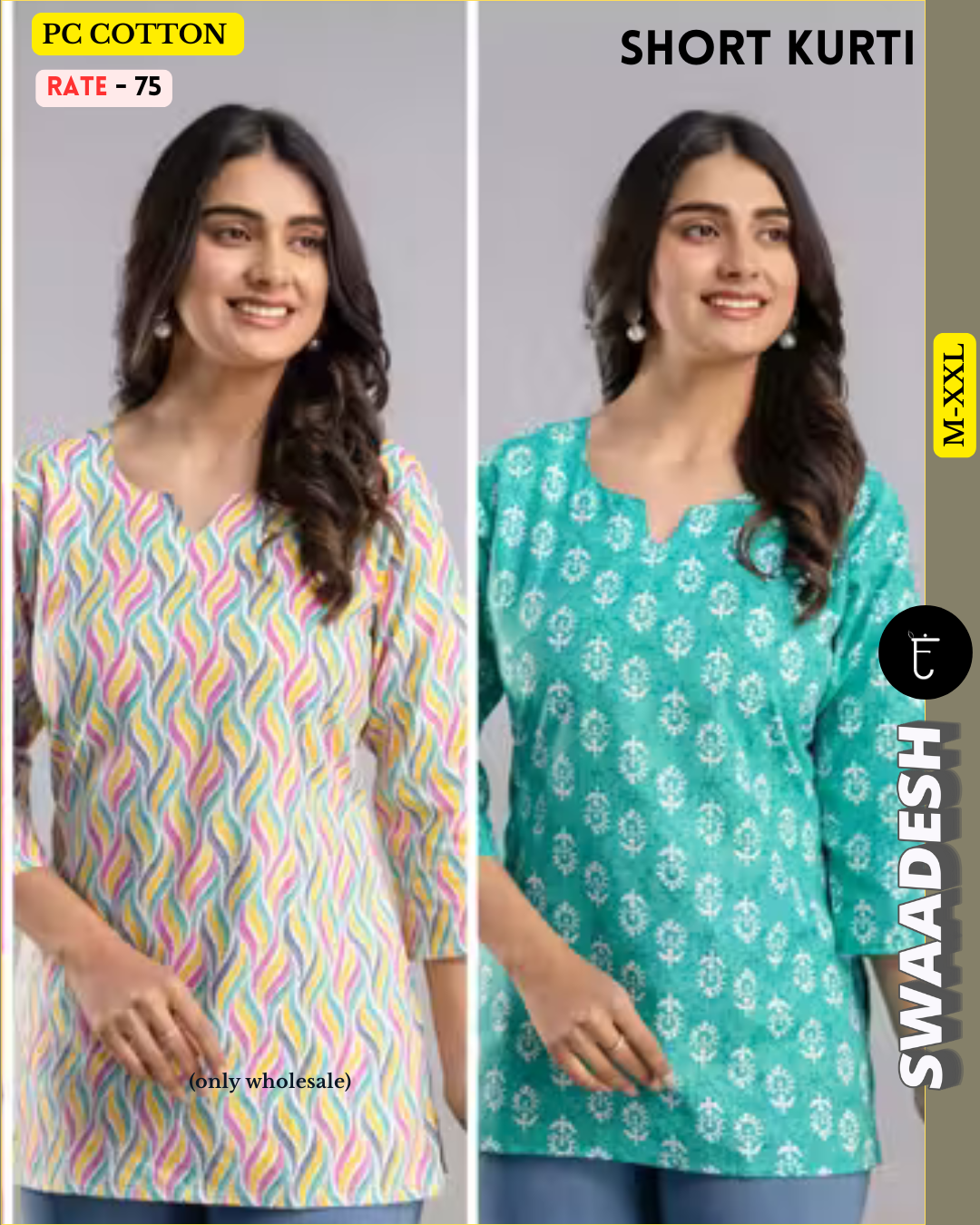 PC Cotton Printed Short Kurta