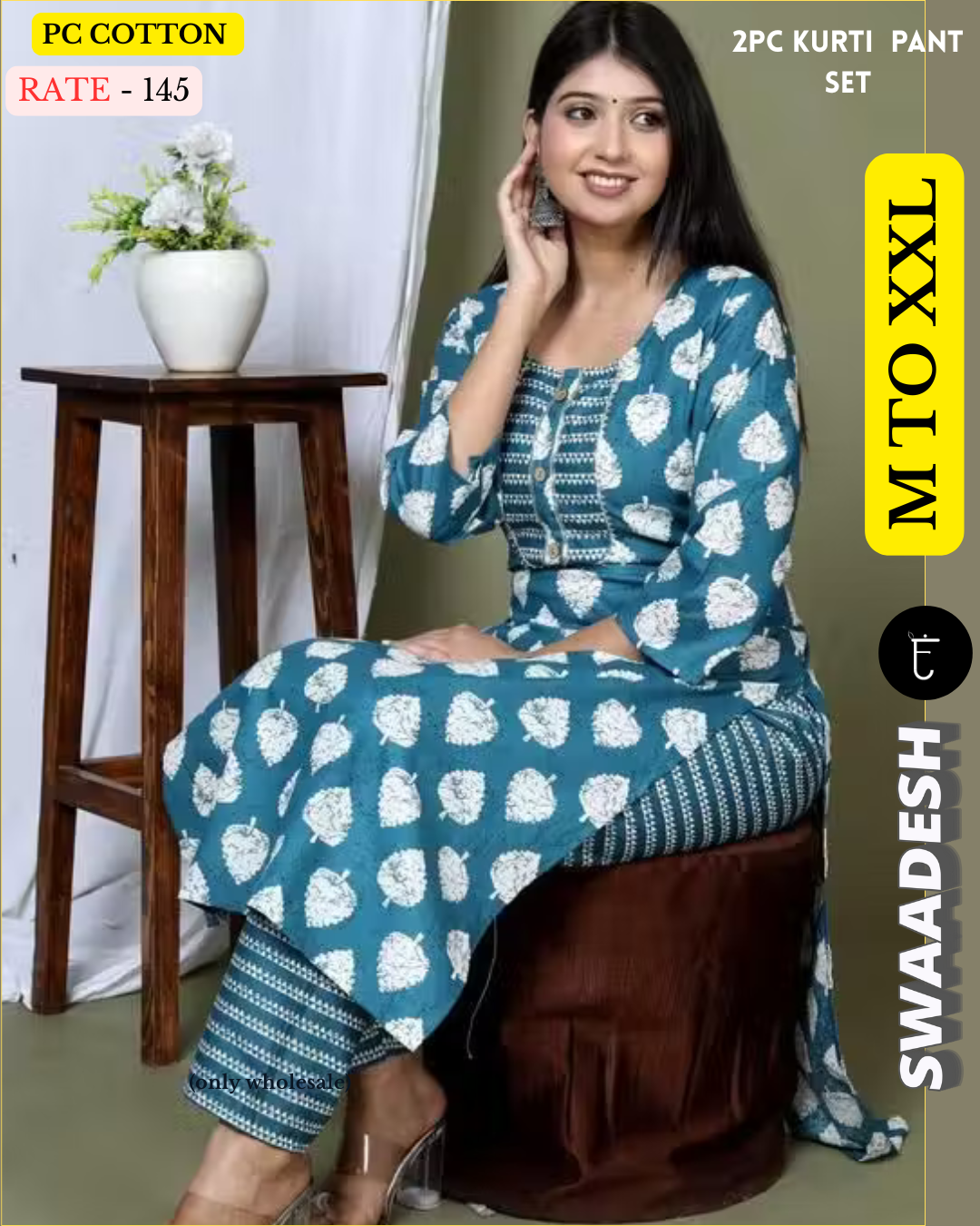 PC Cotton Printed 2pc Kurti Set.