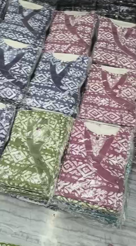 Olive Green Batik Print Two-Tone Angrakha Kurta